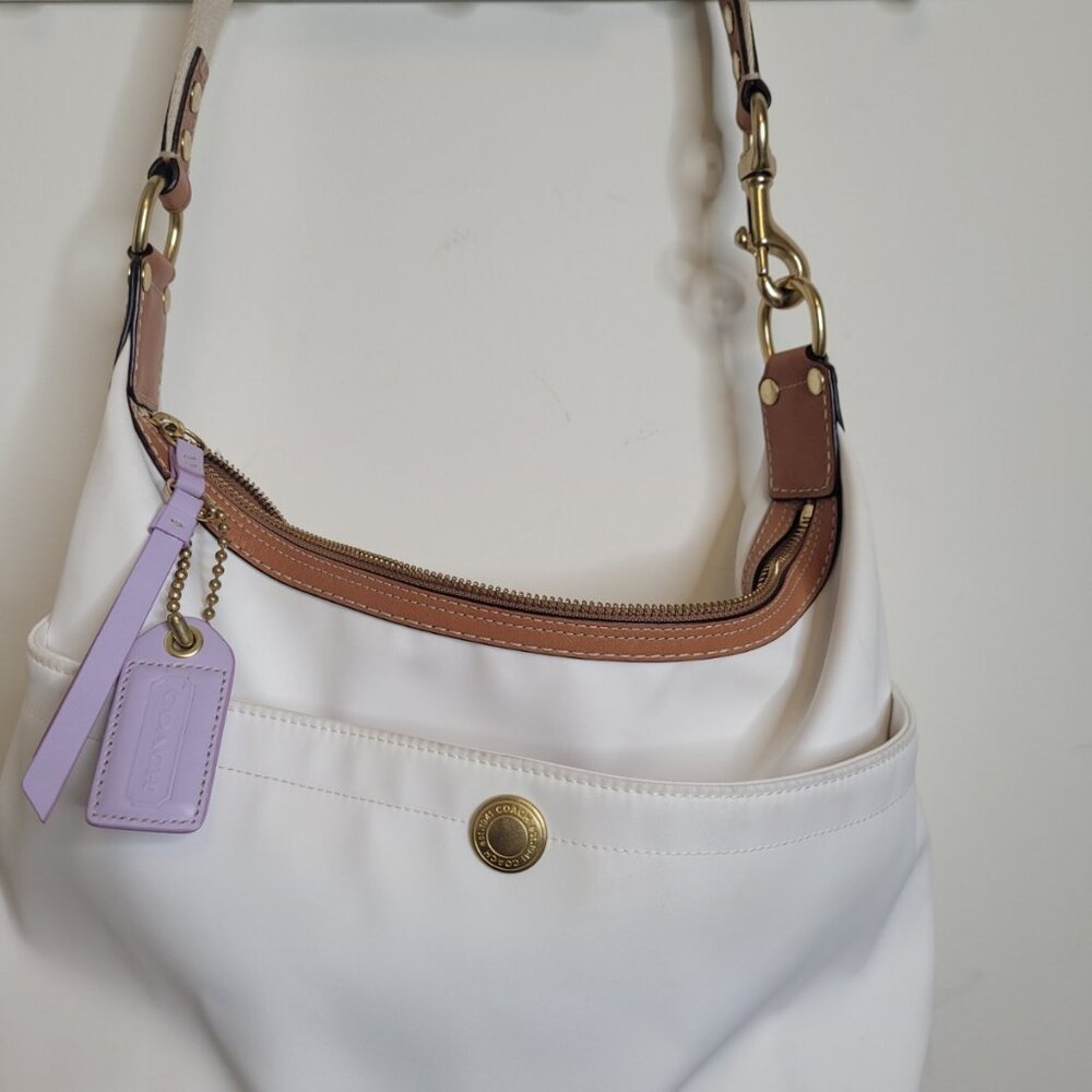 Coach White and Brown Shoulder Bag